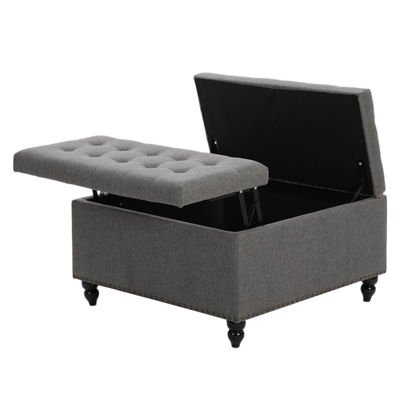 81.5cm Wide Tufted Square Standard Ottoman with Storage, Grey