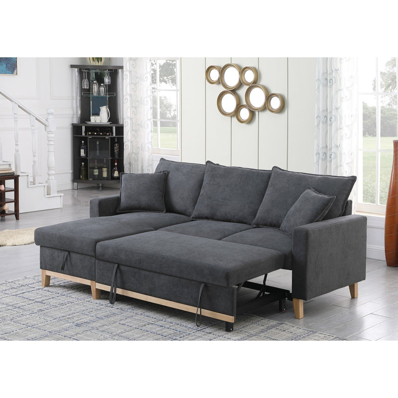 Canapé modulaire 83,28 po gris foncé avec rangement, méridienne, méridienne réversible et option