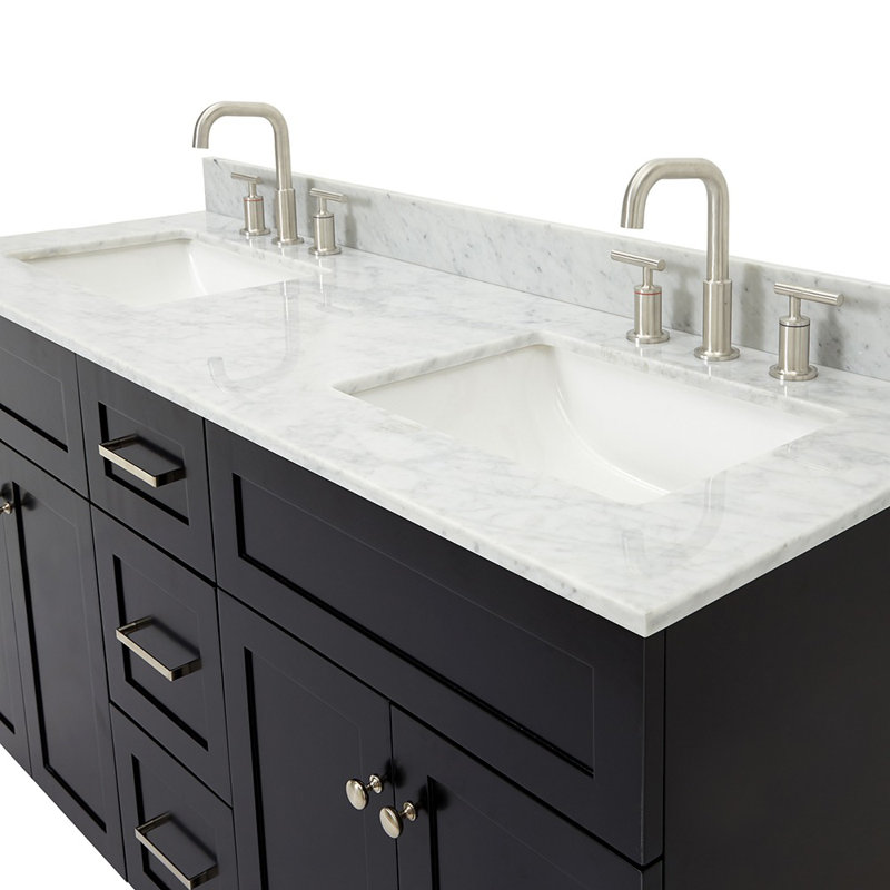 Partham 61" Double Bathroom Vanity Set, Black