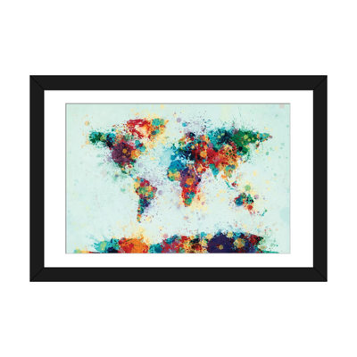 Série de carte du monde : éclaboussures de couleur i, impression sur toile tendue