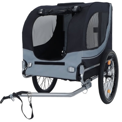 Large All-Terrain Dog Trailer with 66LB Capacity, Durable Steel Frame for Cycling and Outdoor Adventures, Black-Gray