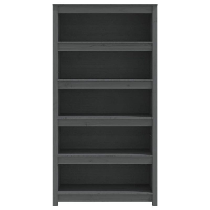 Shinn 154cm H Solid Wood Standard Bookcase, 154cm H x 80cm W x 35cm D, Grey