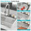 Évier de cuisine à cascade 33 po 33 po - éviers de cuisine à rebord à cuve simple en acier inoxydable de calibre 16 avec robinet coulissant et tasse