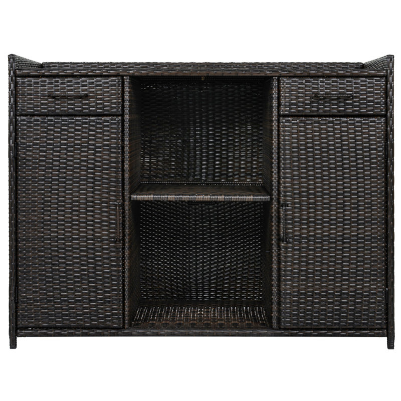 Armoire de rangement d'extérieur en osier, Noir / brun