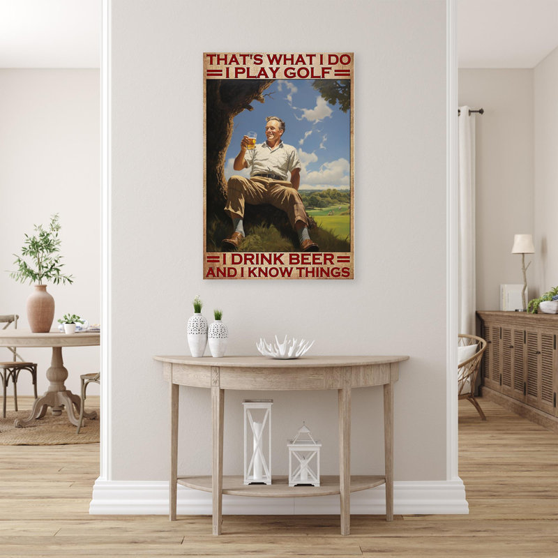 «Man I Play Golf I Drink Beer», reproduction d'art graphique sur toile tendue 1 pièce, L 11 po x H 14 po