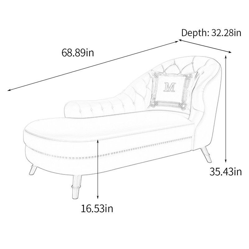 Chaise longue Kymesha, Similicuir beige / orange, Chaise longue à accoudoir droit