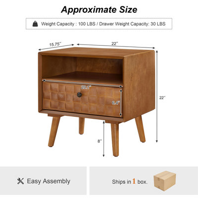 Table de chevet 22 po Mid-Century Modern