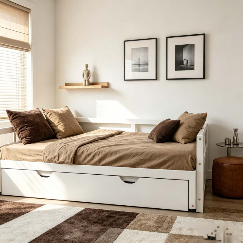 Extending Daybed with Trundle, Wooden Daybed, White