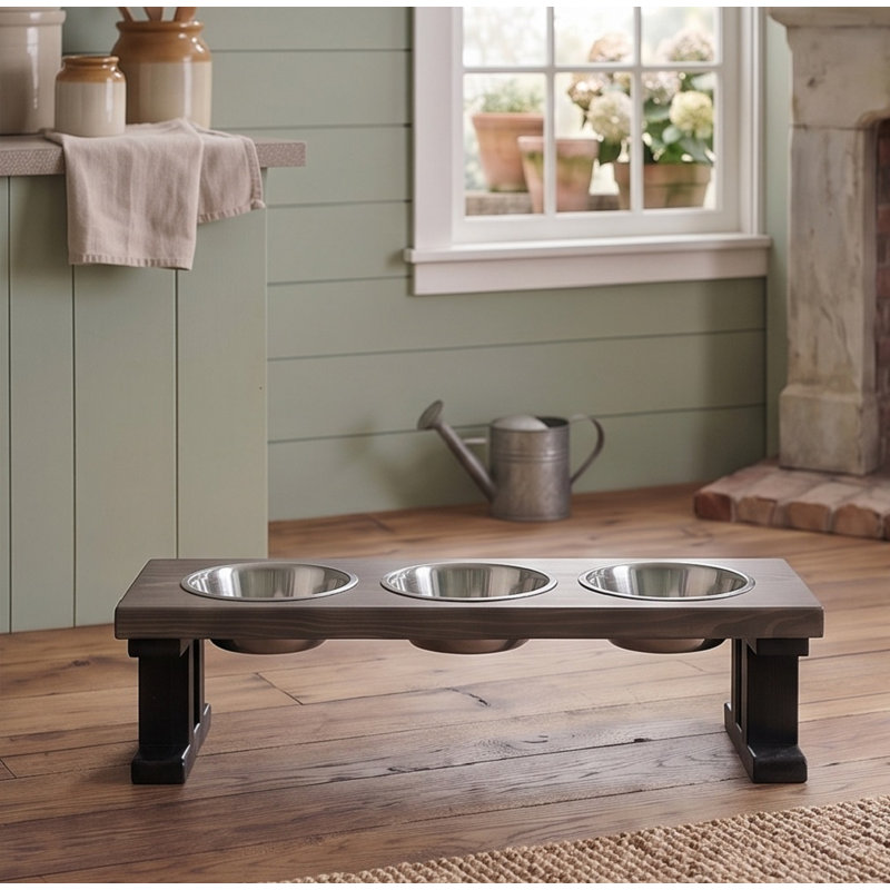 and Elevated Feeder, Small (8"), Black/Gray