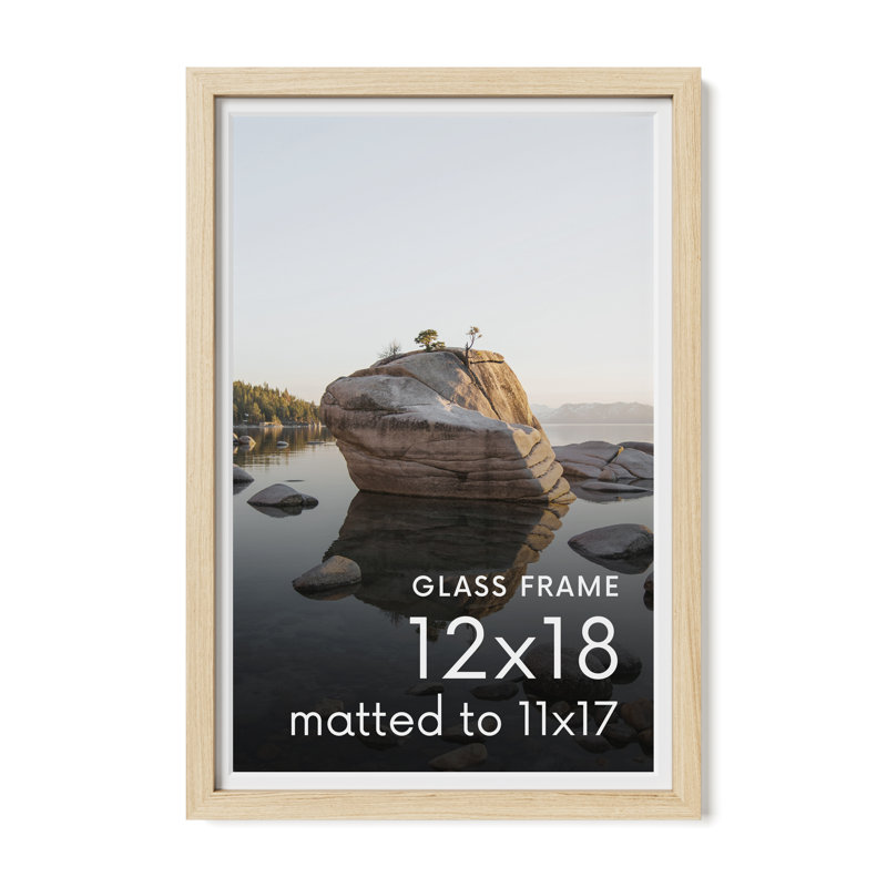Cadre photo en bois massif avec verre, L 12 po x H 18 po, Beige