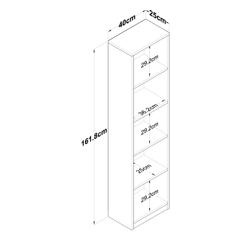 Modern Scandinavian Bookshelf, White & Walnut, 15.7 x 63.7 x 9.8 inches | 100% Melamine Coated Particle Board, Thickness: 0.7 inches | Stylish Storage Solution for Home or Office, Elegant Design & Durability