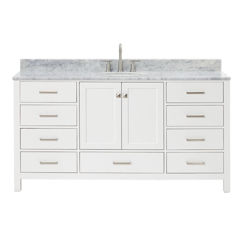 Flynt 67'' Single Bathroom Vanity with Carrara Marble Top, White