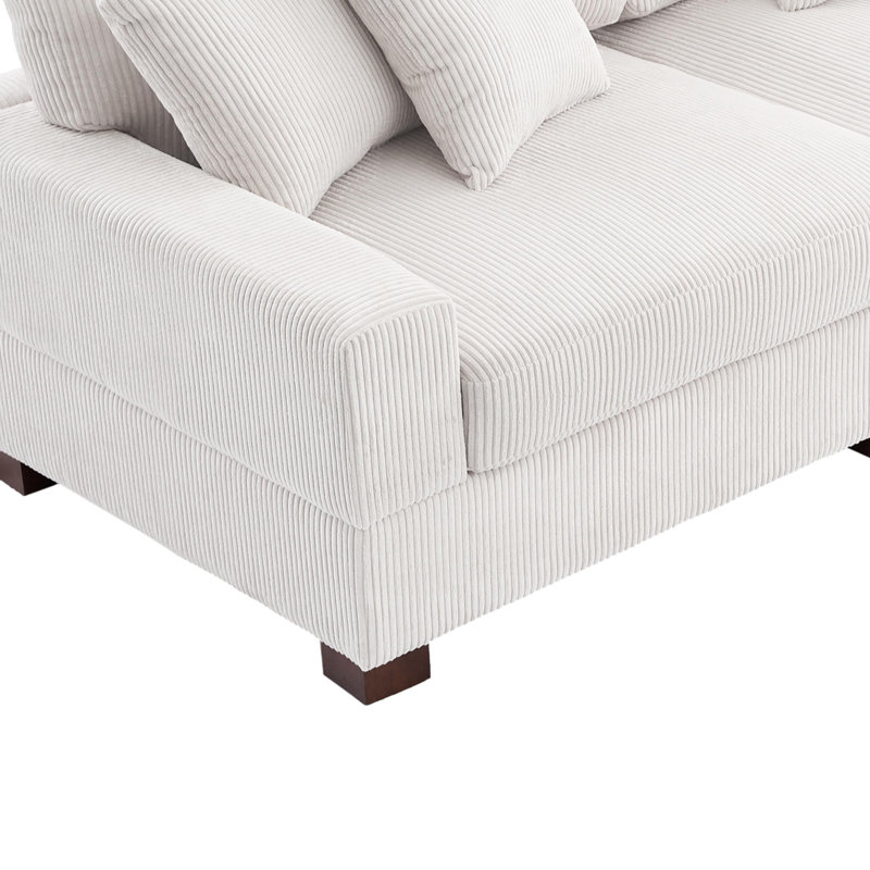 Canapé modulaire en velours côtelé 3 pièces Milbrey, Velours côtelé beige, Orienté à droite