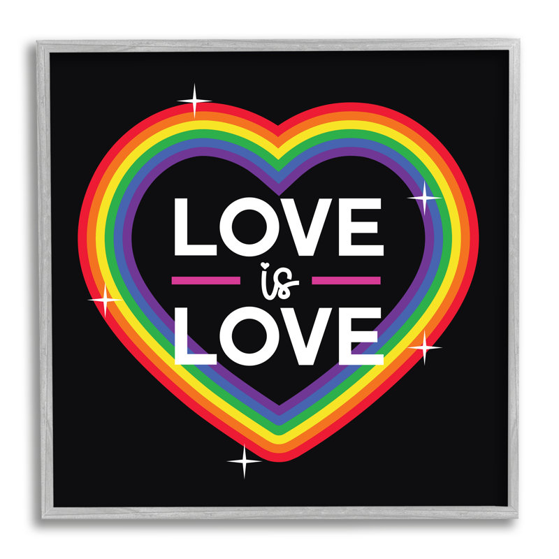 «Love Rainbow Heart Pride» encadré sur bois par Angela Nickeas, impression, H 17 po x l 17 po x P 1,5 po