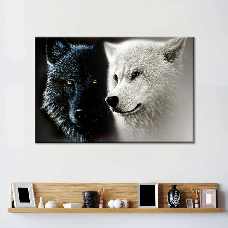 Tale Of Two Wolves Canvas Print On Canvas Print, 16'' W x 24'' H