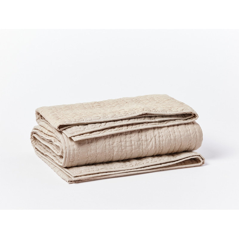 Channel Handstitched Percale Quilt, Hazel Chambray, Twin Quilt