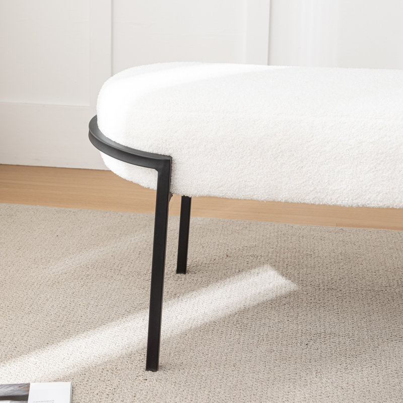 Banc rembourré Janeesha Boucle, Blanc