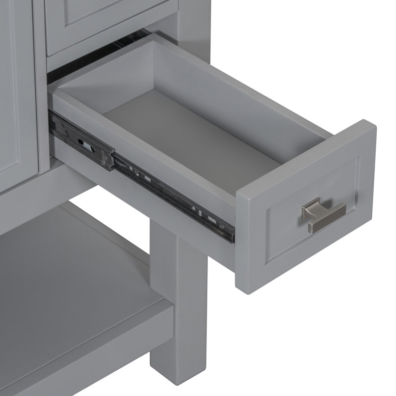 Meuble-lavabo double 36 po avec comptoir en bois manufacturé Aeronwen, gris