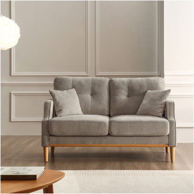 Canapé 2 places Living Space, causeuse avec tissu imperméable crème, charge USB, Crème