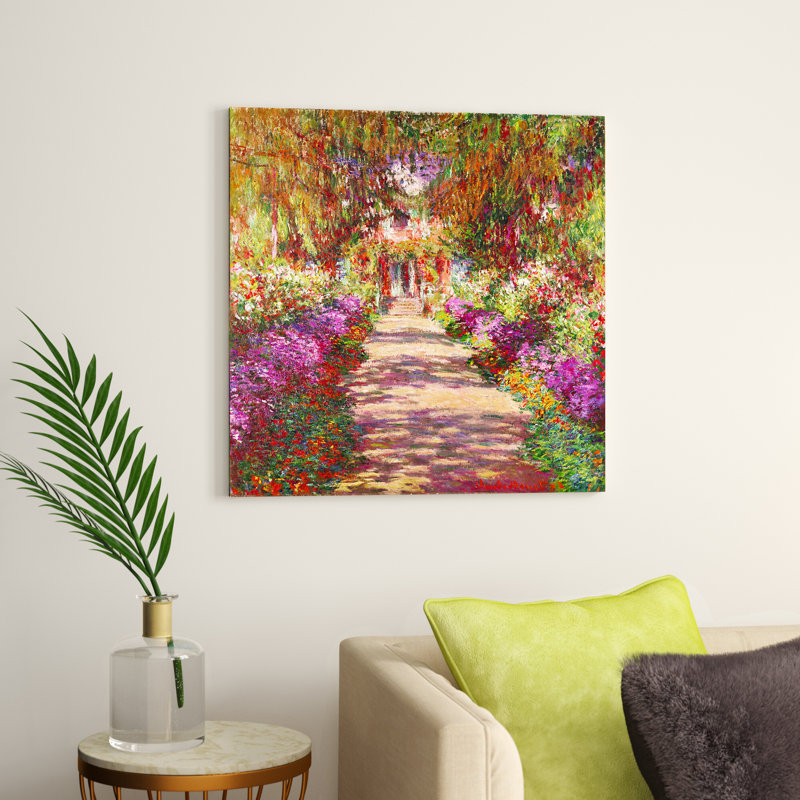 A Pathway In Monets Garden, Giverny, 1902 by Claude Monet - Print on Canvas, 93.98 cm H x 93.98 cm W x 1.91 cm D, No Frame