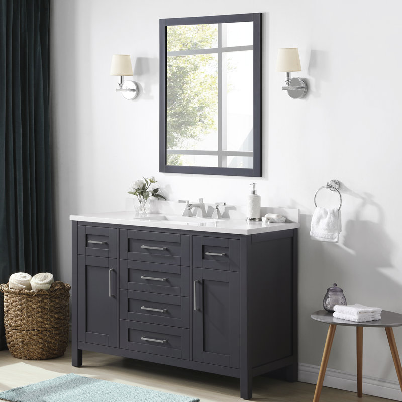 Miroir mural encadré Tahoe 28 po L x 36 po H, couleur anthracite foncé, Dark Charcoal