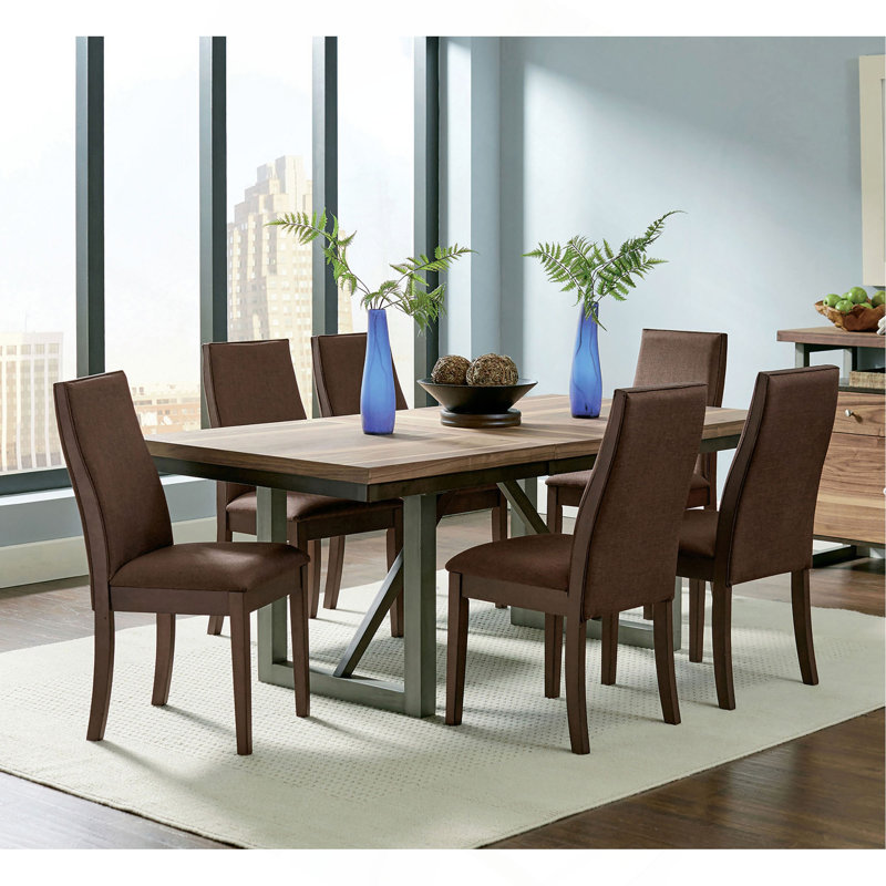 Comfortable Dining Set, 7 Pieces: Table, 6 Chairs, Chocolate