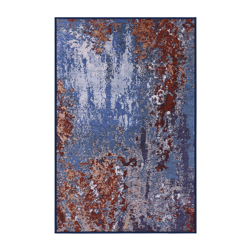 Tapis brun / bleu, Rectangle 2 pi x 4 pi