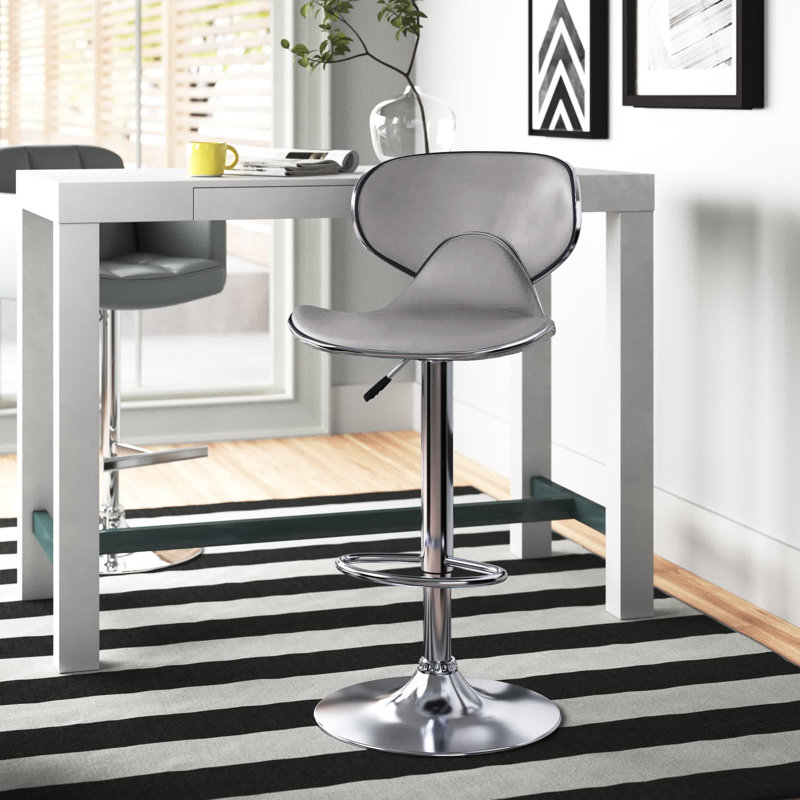 Hoke Swivel Upholstered Counter Stool with Metal Frame, Grey
