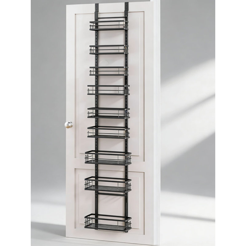 Organisateur à 9 niveaux au-dessus de la porte, support de rangement en panier réglable en métal pour épices, canettes et articles de toilette, installation sans outil pour la cuisine