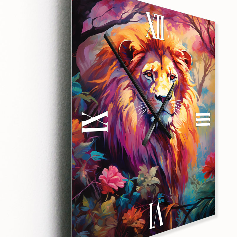 Horloge murale moderne lion symbolique majestueux II - animaux, Grand