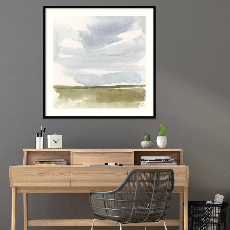 «Open Field S croquis I» par Victoria Barnes - peinture encadrée, H 41 po x l 41 po, Noir