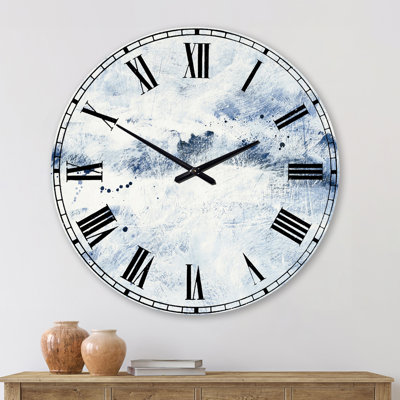 Horloge ronde bleue en métal