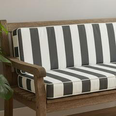 Stripe Custom Bench Cushion - Water Resistance, 2", 47" W x 17" D, White/Dark Gray