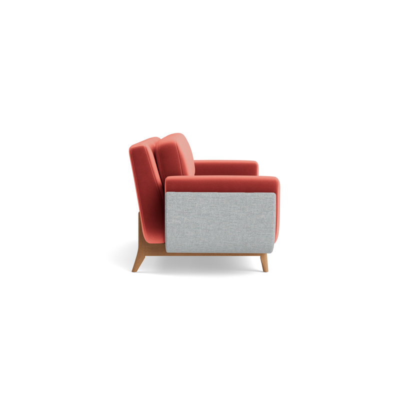 Regatta 90 Sofa, Performance Velvet-Sienna/Textured Weave-Sky Blue, Natural