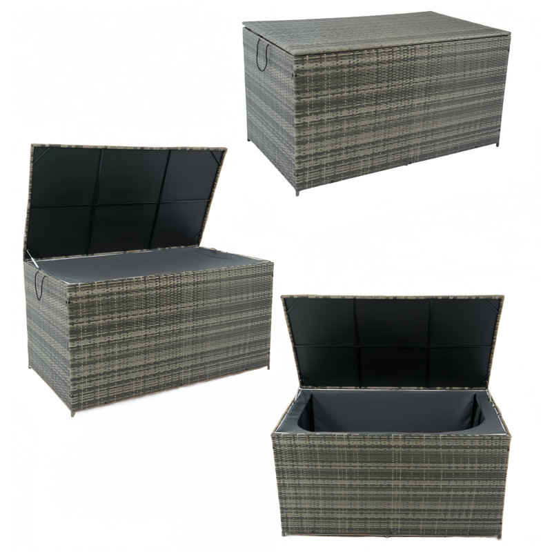 Boîtes de patio en osier avec couvercle, H 29,5 po x l 57 po x P 27,5 po