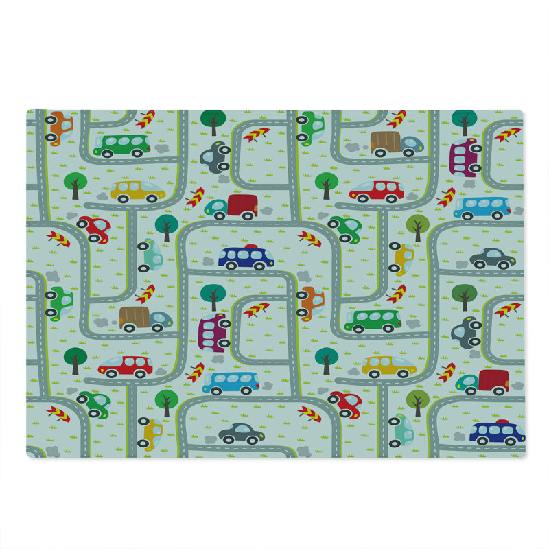 Ambesonne Cars Cutting Board Large Size on Traffic Multicolor