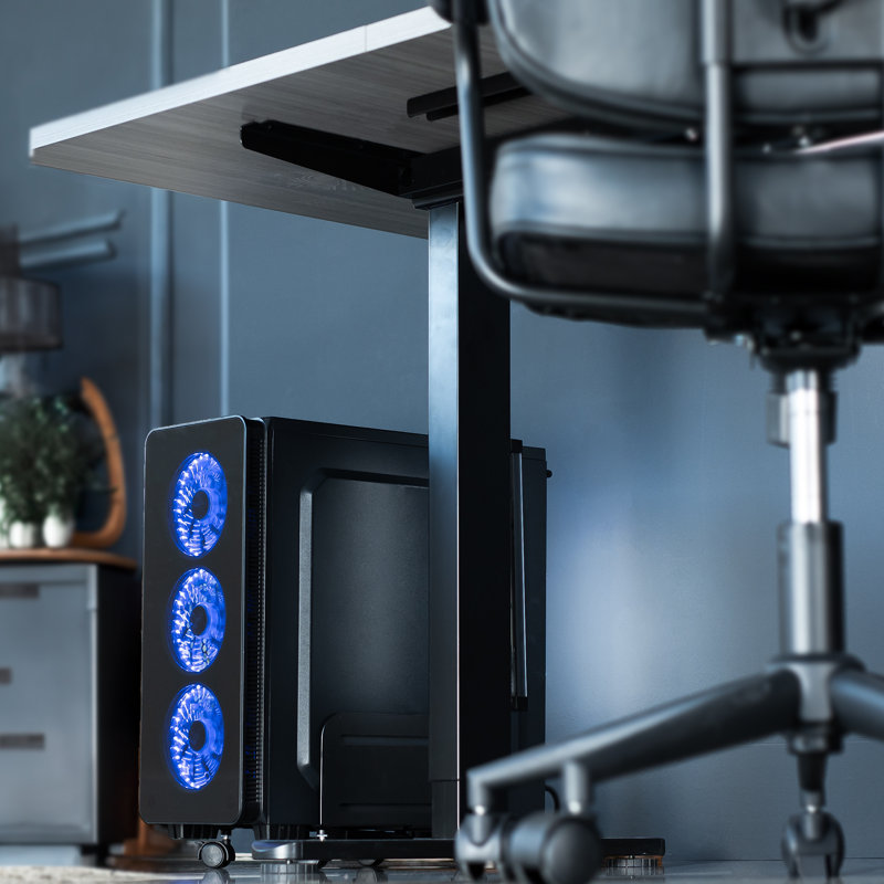 Matte Black Adjustable Steel Desktop System Cart