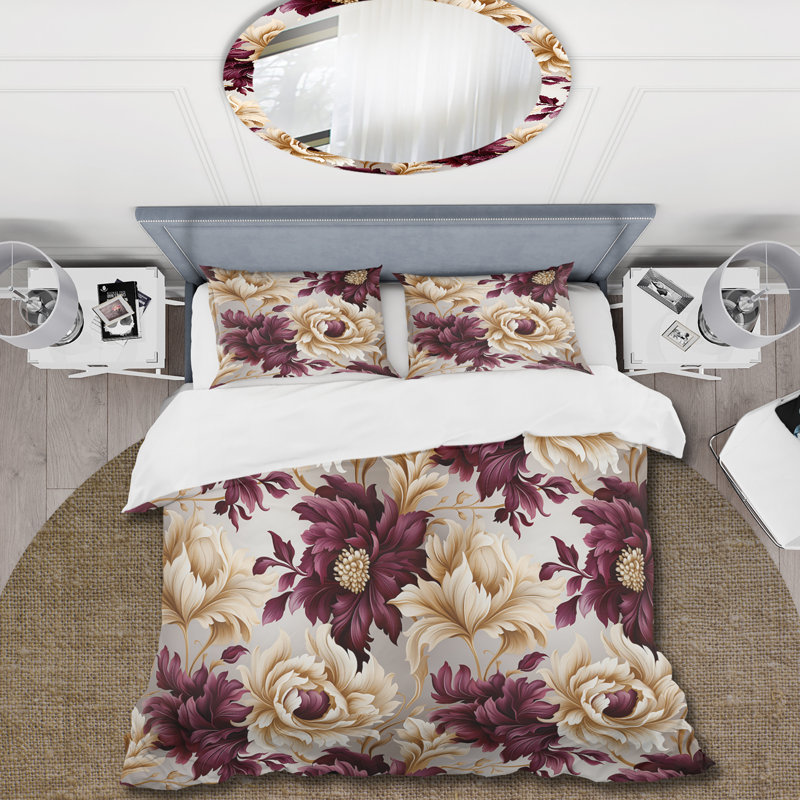 Ensemble de housse de couette Royal Victorian Flourish Victorian, Housse de couette pour grand lit et 2 taies décor