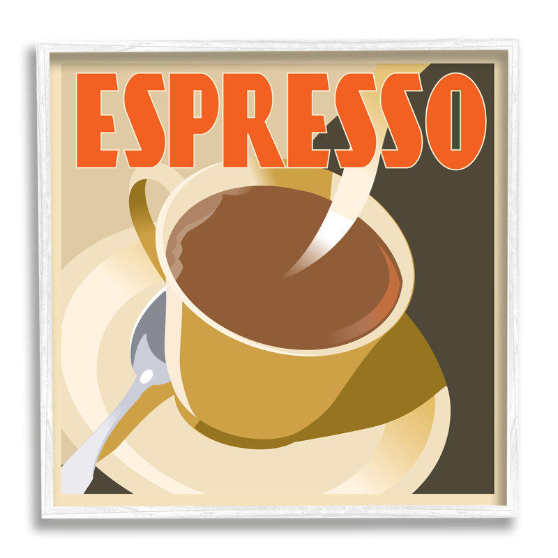Vintage Espresso Drink White Framed Canvas Print, 24 x 24