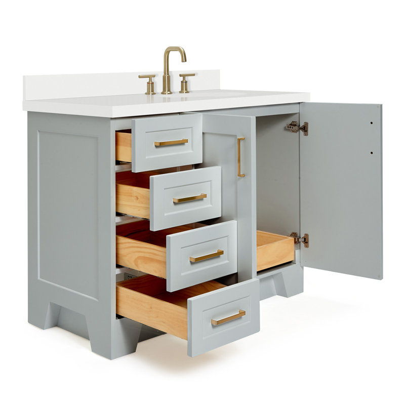 43 IN.  Single Bathroom Vanity, Gray, Rectangular, Right 