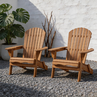 Set of 2 Wooden Adirondack Chairs, Pre-Assembled, Weather-Resistant for Firepit & Patiol
