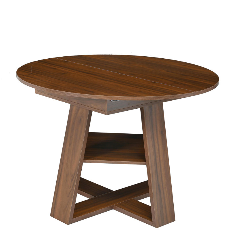 Table de salle à manger extensible de 43,3 po à 59 po pour 8 sièges, table ronde moderne en bois de style Mid-Century avec feuilles amovibles peu encombrante, pour le salon de la cuisine