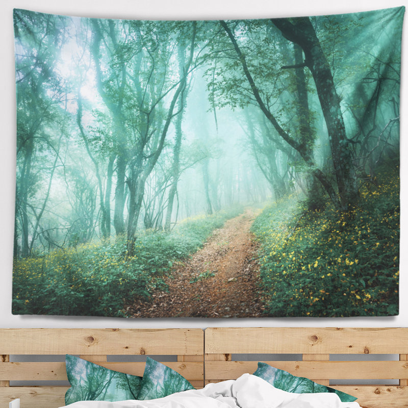 Tapisserie de forêt à automne mystical en polyester avec accessoires suspendus inclus, H 32 po x l 39 po