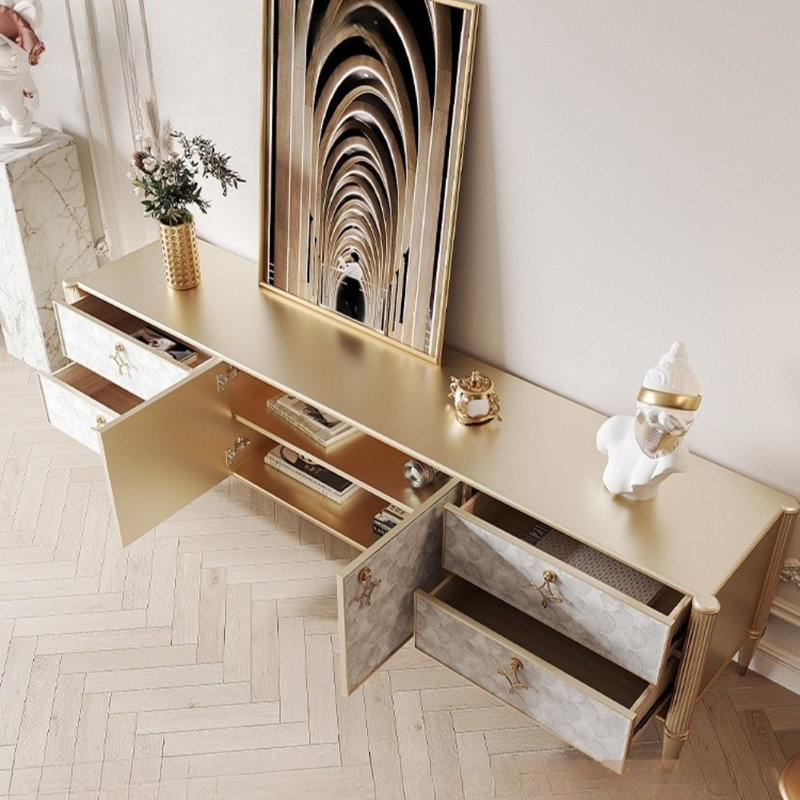 Meuble télé en bois massif de luxe moderne et minimaliste