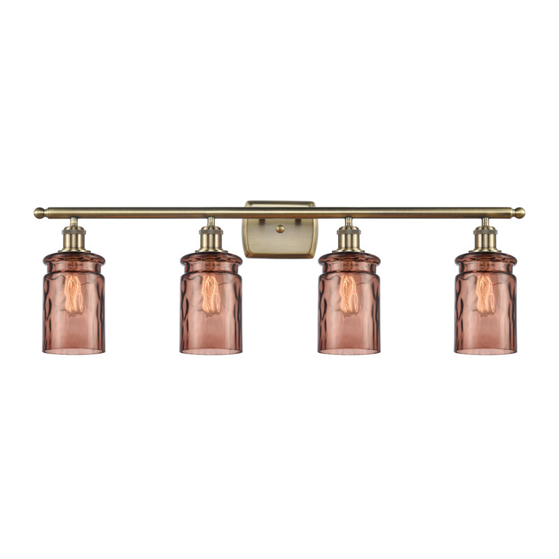 Éclairage pour meuble-lavabo à intensité réglable en laiton antique 2 lumières Wingo, Incandescent, Verre limpide, 4 lumières
