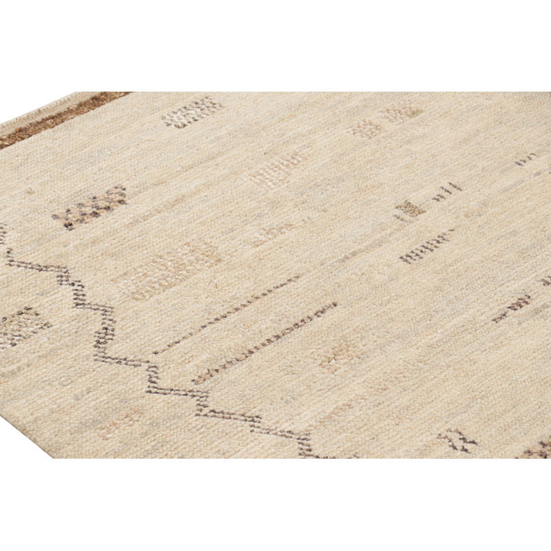 Moroccan Hand Knotted Wool Geometric Area Rug, Rectangle 6' x 9'