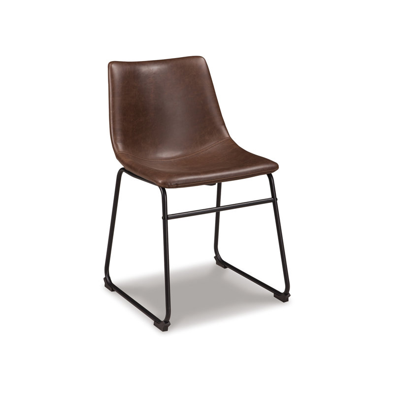 Ensemble de 2 chaises de salle à manger Tia, similicuir brun, siège baquet, métal