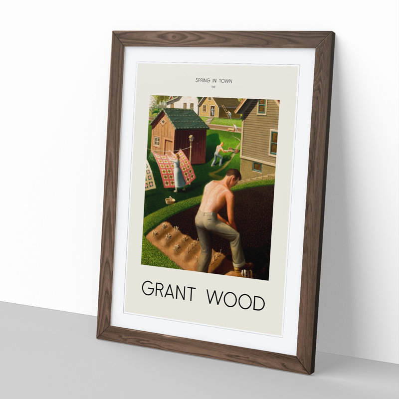 Spring In Town by Grant Wood - Single Picture Frame Print, Walnut Framed, 36cm H x 27cm W x 2cm D