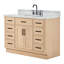 Meuble-lavabo simple en bois massif 48 po avec lavabo en marbre de Carrare 1,5 po Tidworth-219447702-208231501