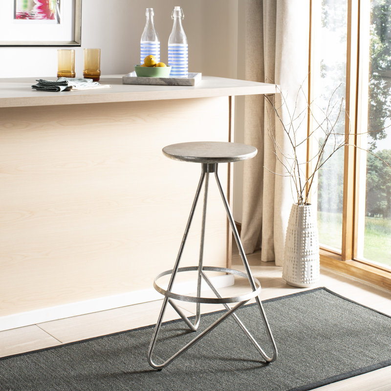 Artemis Counter Stool with Metal Frame, Silver Leaf